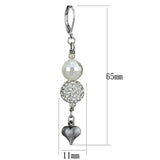 Alamode Antique Silver White Metal Earrings with Synthetic Glass Bead in White - Alamode