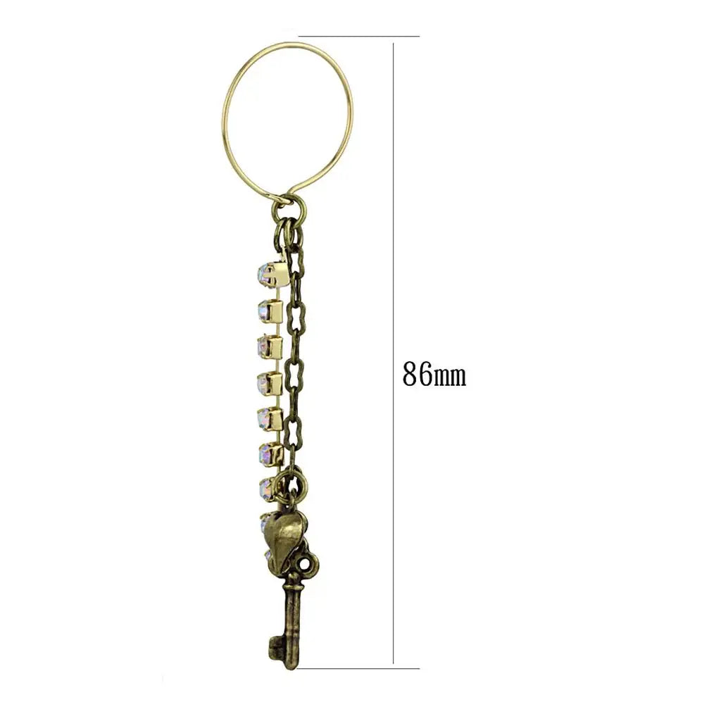 Alamode Antique Copper White Metal Earrings with Top Grade Crystal in White AB - Alamode - Flyclothing LLC