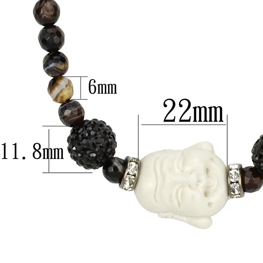 Alamode Ruthenium Brass Necklace with Synthetic Glass Bead in Multi Color - Alamode - Flyclothing LLC