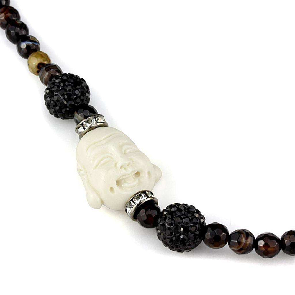 Alamode Ruthenium Brass Necklace with Synthetic Glass Bead in Multi Color - Alamode - Flyclothing LLC