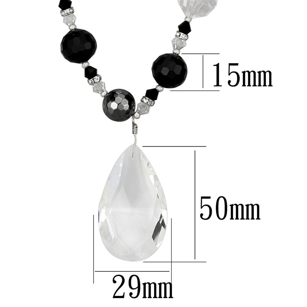 Alamode Antique Silver White Metal Necklace with Synthetic Synthetic Glass in Clear - Alamode