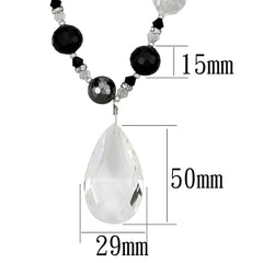 Alamode Antique Silver White Metal Necklace with Synthetic Synthetic Glass in Clear - Alamode