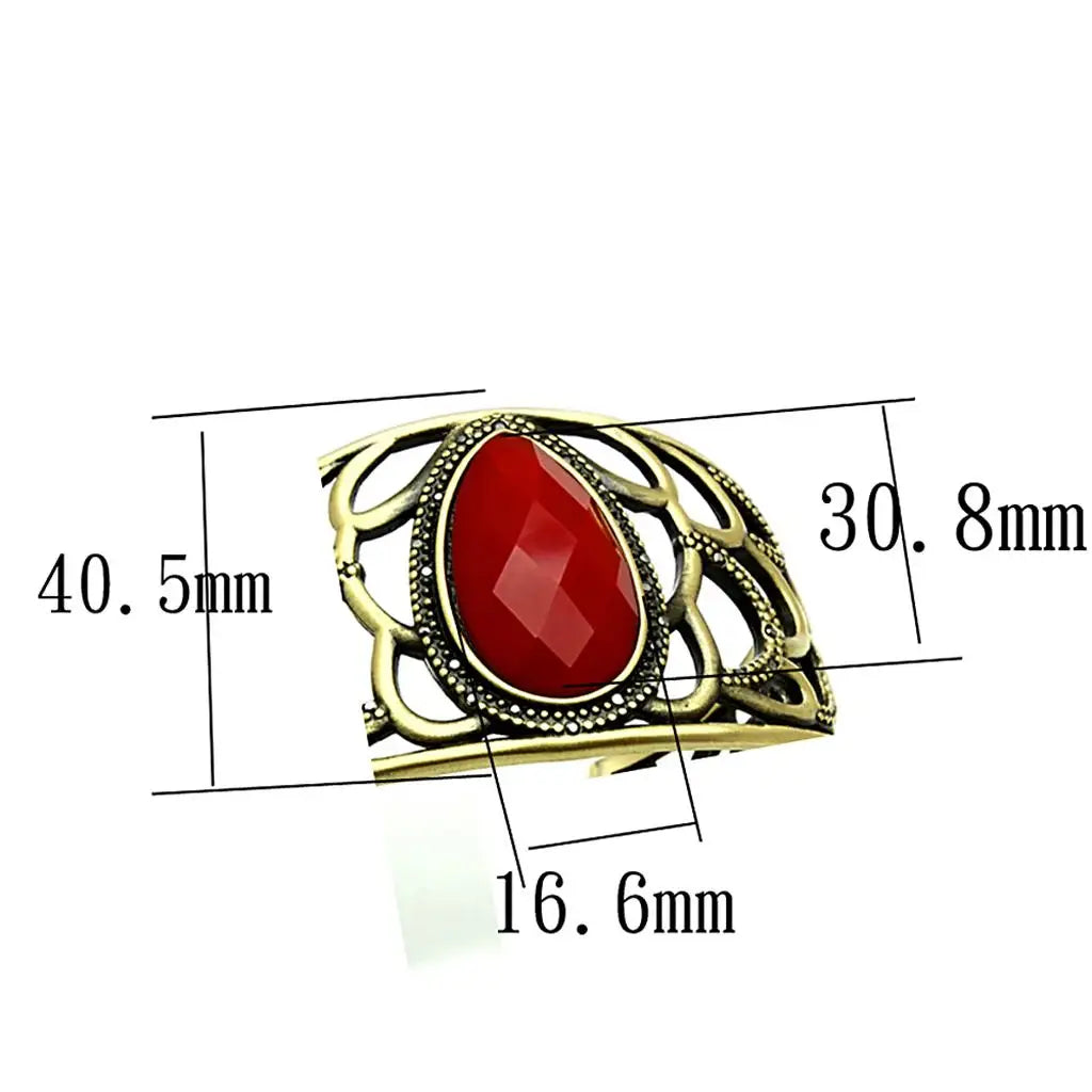 Alamode Antique Copper Brass Bangle with Synthetic Synthetic Stone in Siam - Alamode - Flyclothing LLC