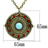 Alamode Antique Copper Brass Chain Pendant with Synthetic Synthetic Glass in Sea Blue - Alamode