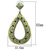 Alamode Antique Copper Brass Earrings with Top Grade Crystal in Turquoise - Alamode