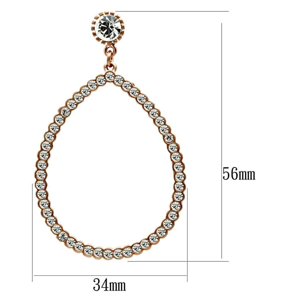 Alamode Rose Gold Brass Earrings with Top Grade Crystal in Clear - Alamode - Flyclothing LLC