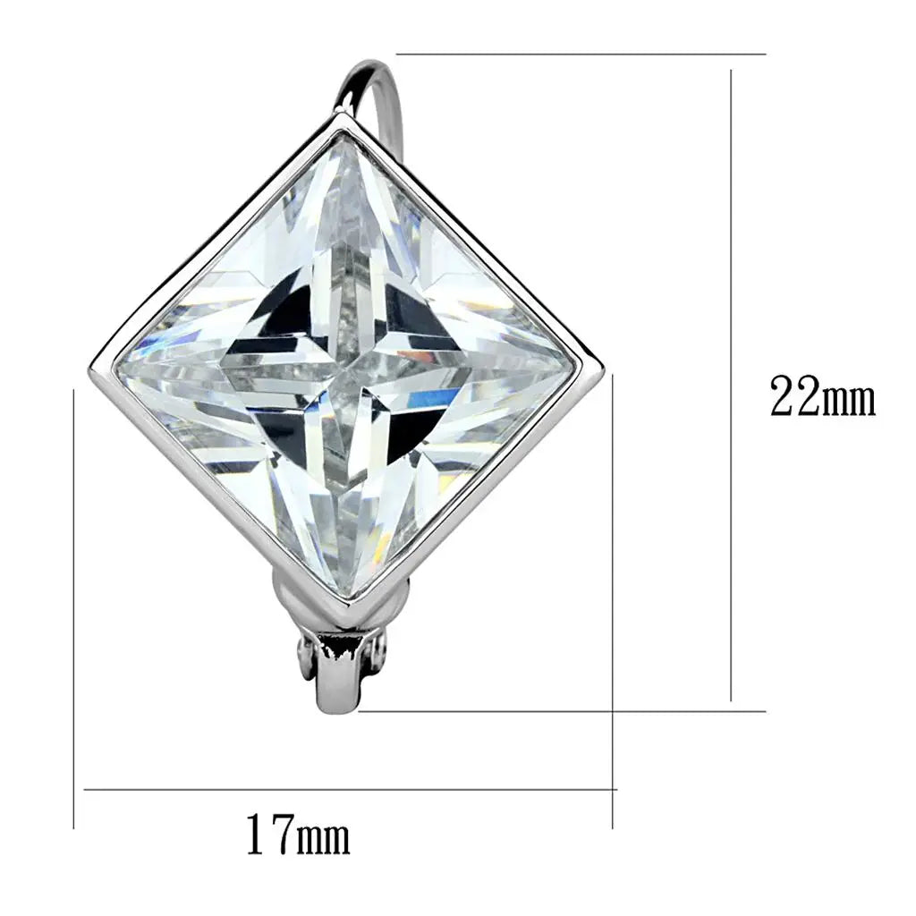 Alamode Rhodium Brass Earrings with AAA Grade CZ in Clear - Alamode - Flyclothing LLC