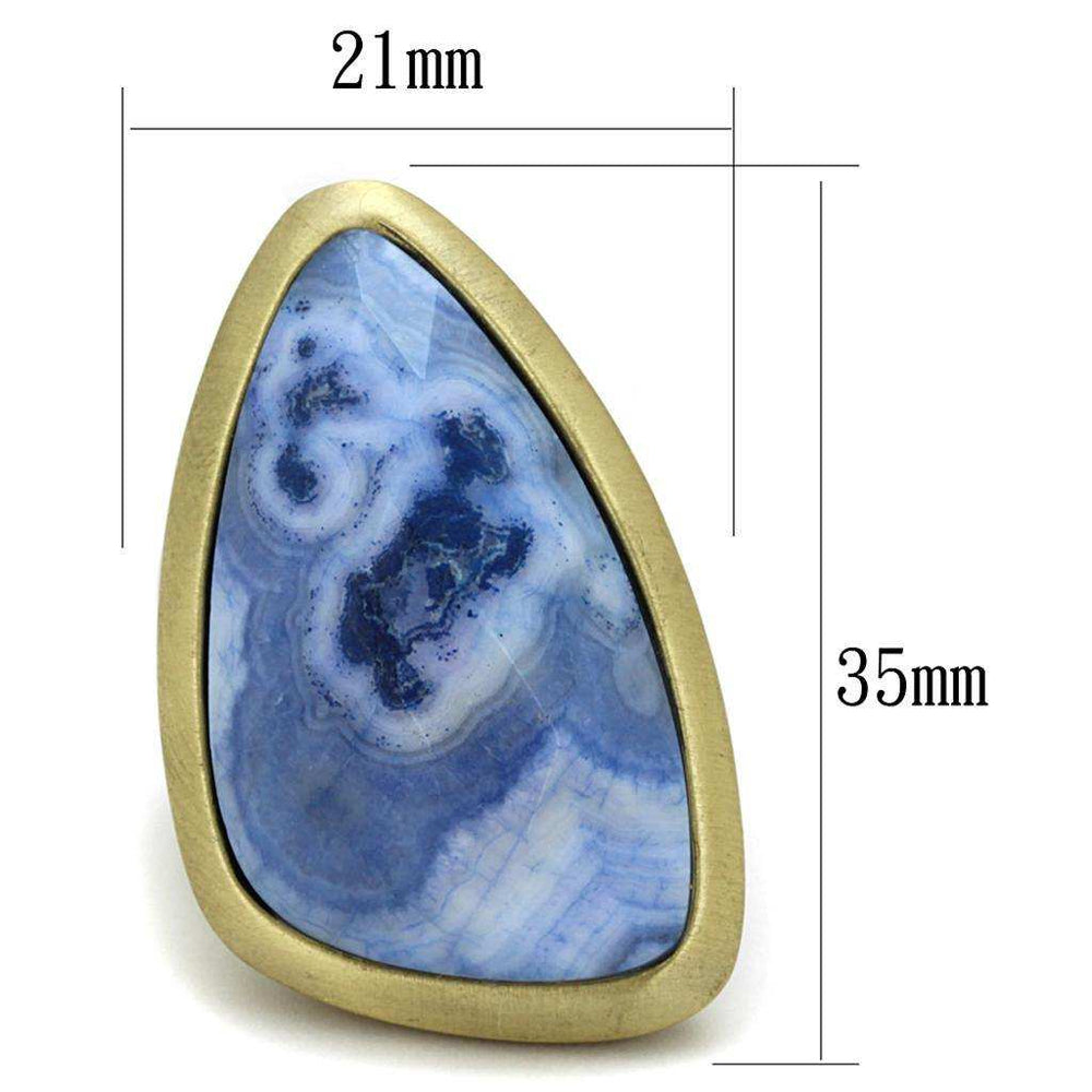 Alamode Antique Copper Brass Ring with Synthetic Onyx in Capri Blue - Alamode - Flyclothing LLC