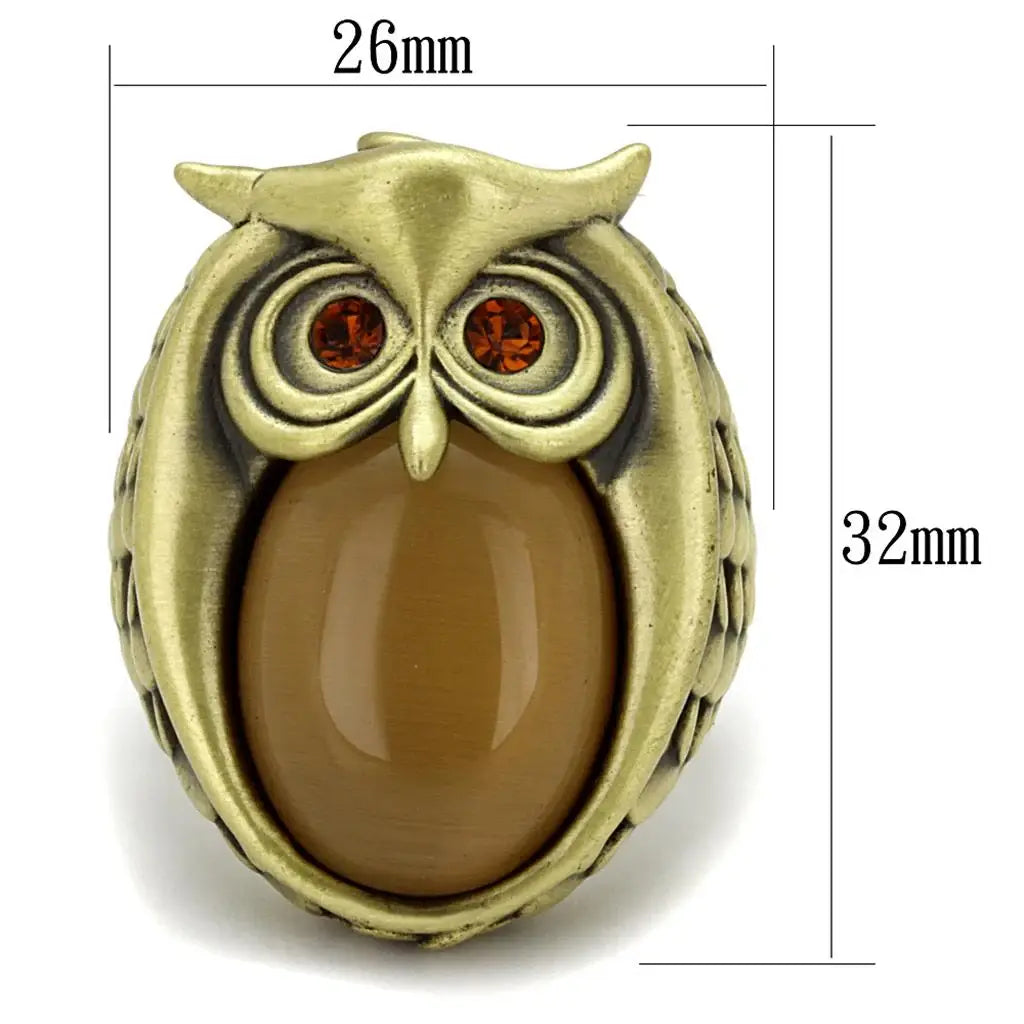 Alamode Antique Copper Brass Ring with Synthetic Cat Eye in Brown - Alamode - Flyclothing LLC