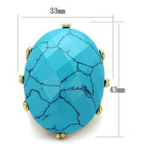 Alamode Gold Brass Ring with Synthetic Turquoise in Turquoise - Alamode