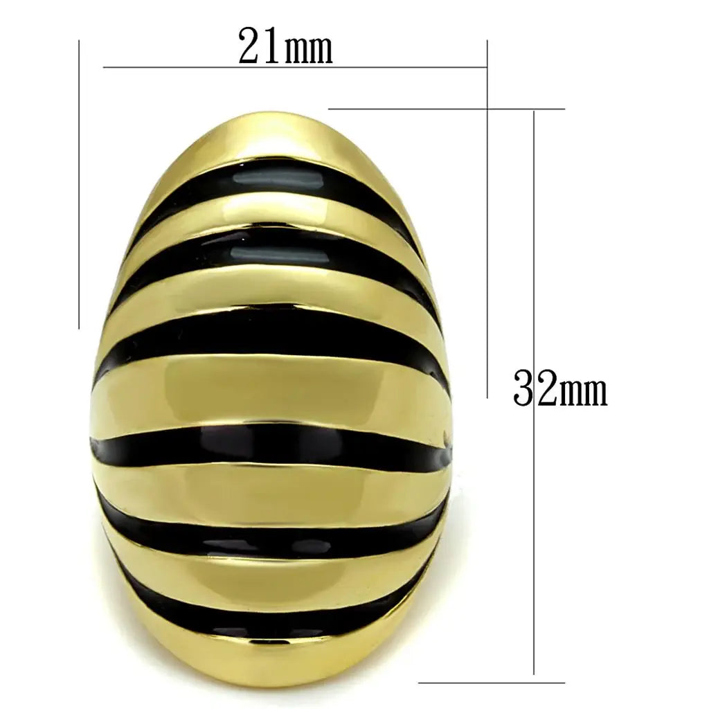 Alamode Gold Brass Ring with Epoxy in Jet - Alamode - Flyclothing LLC