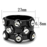 Alamode TIN Cobalt Black Brass Ring with Top Grade Crystal in Clear - Alamode - Flyclothing LLC
