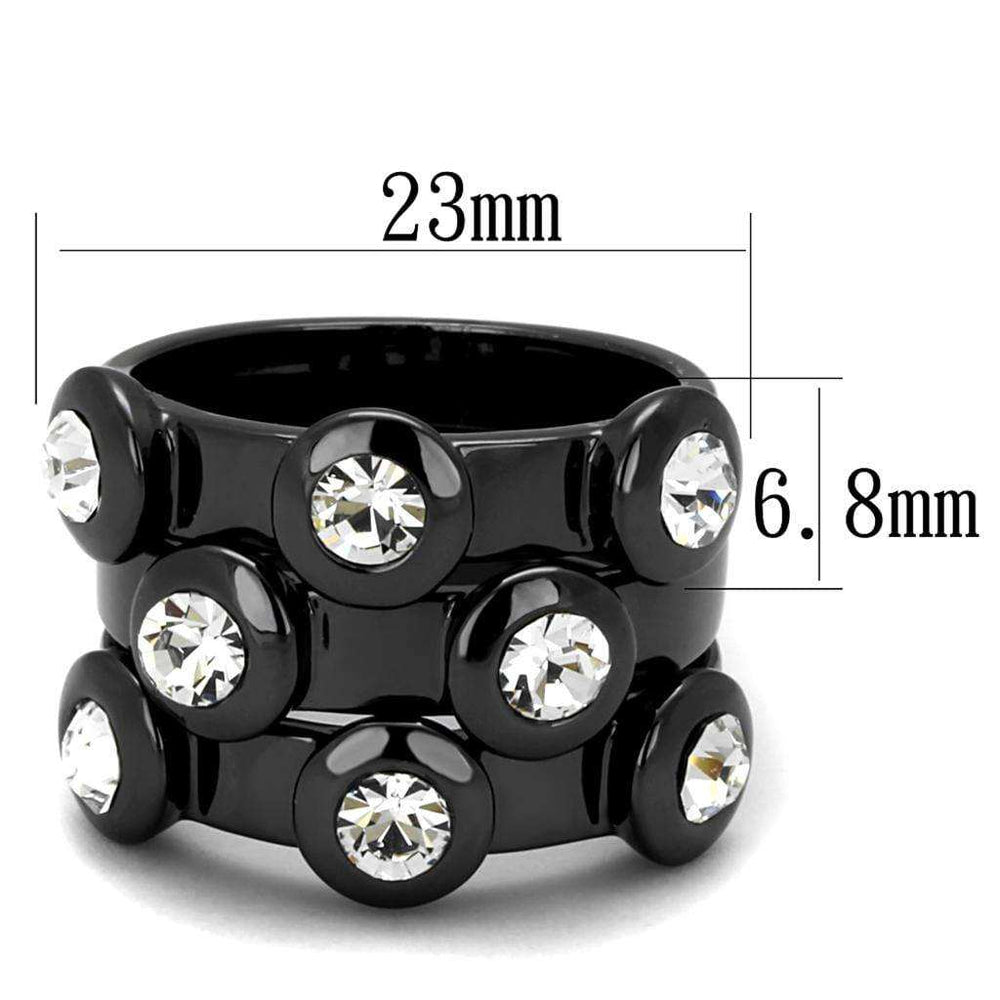 Alamode TIN Cobalt Black Brass Ring with Top Grade Crystal in Clear - Alamode - Flyclothing LLC