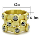 Alamode Gold & Brush Brass Ring with Top Grade Crystal in Hematite - Alamode - Flyclothing LLC