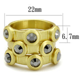 Alamode Gold & Brush Brass Ring with Top Grade Crystal in Hematite - Alamode