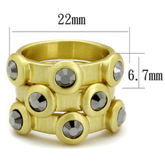Alamode Gold & Brush Brass Ring with Top Grade Crystal in Hematite - Alamode