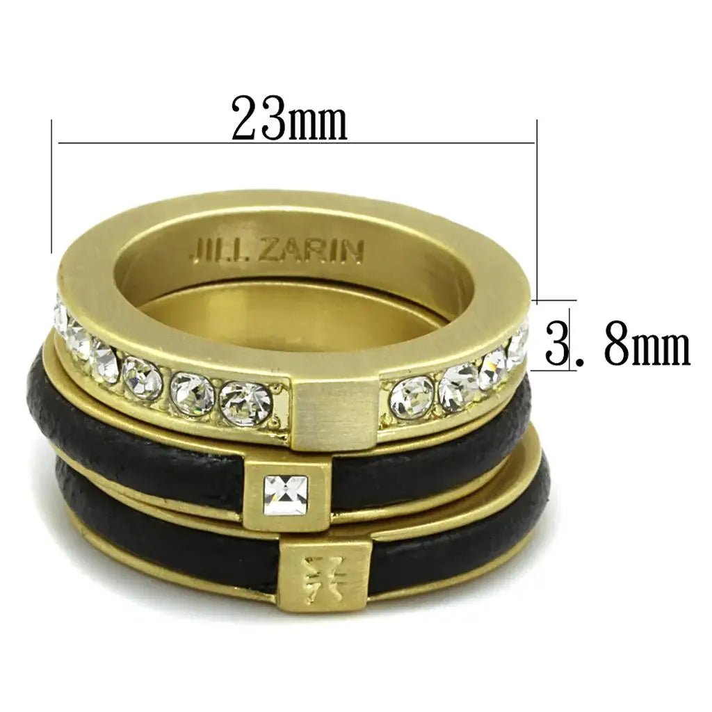 Alamode Gold & Brush Brass Ring with Top Grade Crystal in Clear - Alamode - Flyclothing LLC