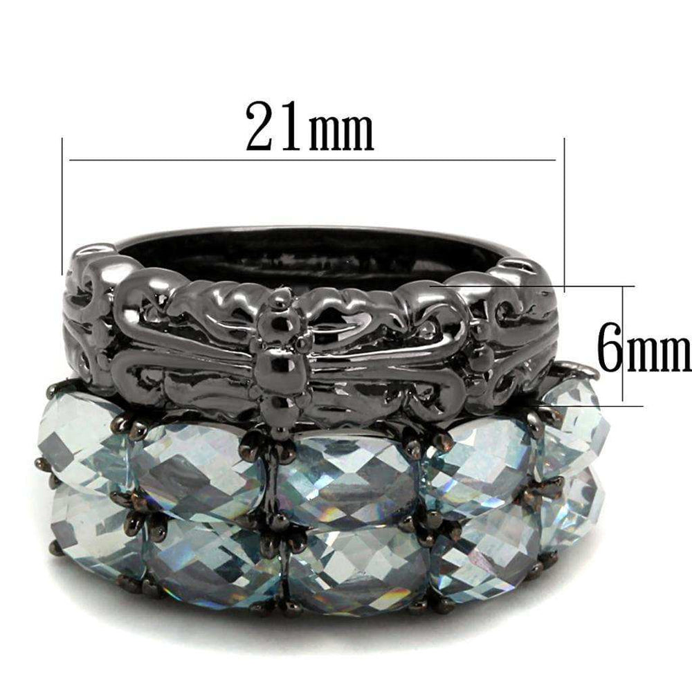 Alamode TIN Cobalt Black Brass Ring with Top Grade Crystal in Black Diamond - Alamode - Flyclothing LLC
