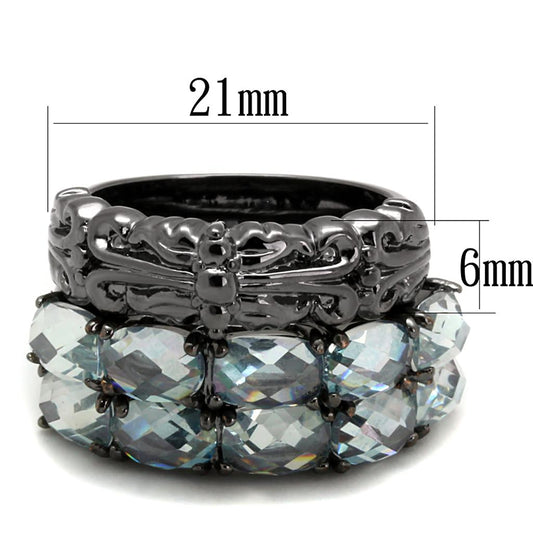 Alamode TIN Cobalt Black Brass Ring with Top Grade Crystal in Black Diamond