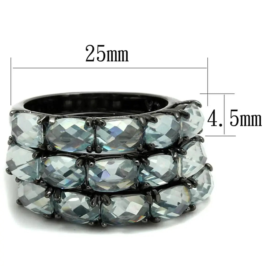 Alamode TIN Cobalt Black Brass Ring with Top Grade Crystal in Black Diamond - Alamode - Flyclothing LLC