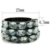 Alamode TIN Cobalt Black Brass Ring with Top Grade Crystal in Black Diamond - Alamode - Flyclothing LLC