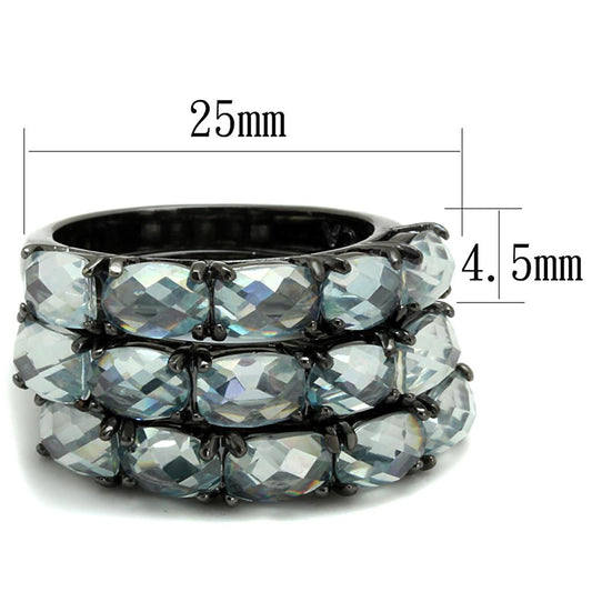 Alamode TIN Cobalt Black Brass Ring with Top Grade Crystal in Black Diamond
