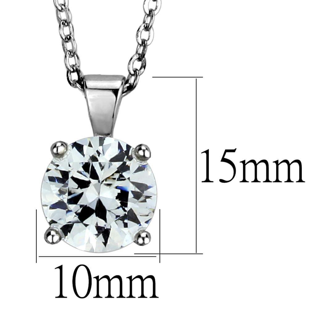 Alamode Rhodium Brass Chain Pendant with AAA Grade CZ in Clear