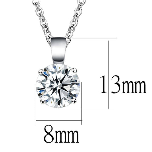 Alamode Rhodium Brass Chain Pendant with AAA Grade CZ in Clear - Alamode