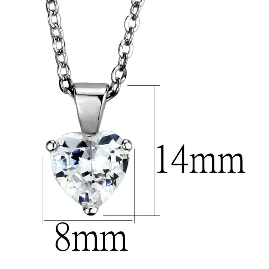 Alamode Rhodium Brass Chain Pendant with AAA Grade CZ in Clear - Alamode - Flyclothing LLC