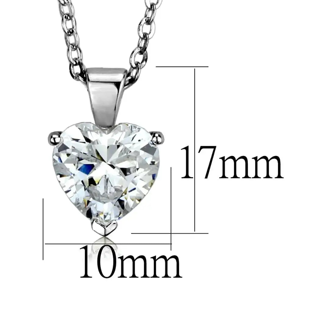Alamode Rhodium Brass Chain Pendant with AAA Grade CZ in Clear - Alamode - Flyclothing LLC