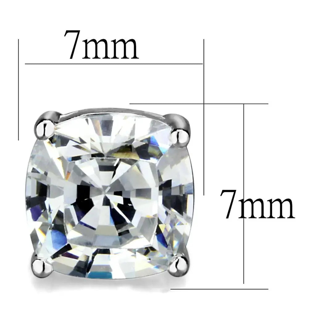 Alamode Rhodium Brass Earrings with AAA Grade CZ in Clear - Alamode - Flyclothing LLC