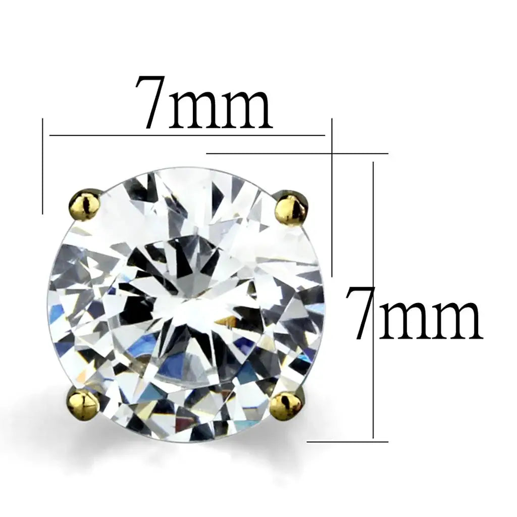 Alamode Gold Brass Earrings with AAA Grade CZ in Clear - Alamode - Flyclothing LLC