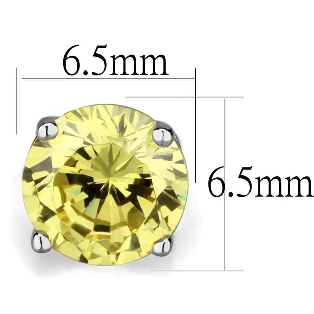 Alamode Rhodium Brass Earrings with AAA Grade CZ in Citrine Yellow - Alamode - Flyclothing LLC