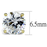 Alamode Gold Brass Earrings with AAA Grade CZ in Clear - Alamode