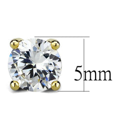 Alamode Gold Brass Earrings with AAA Grade CZ in Clear - Alamode