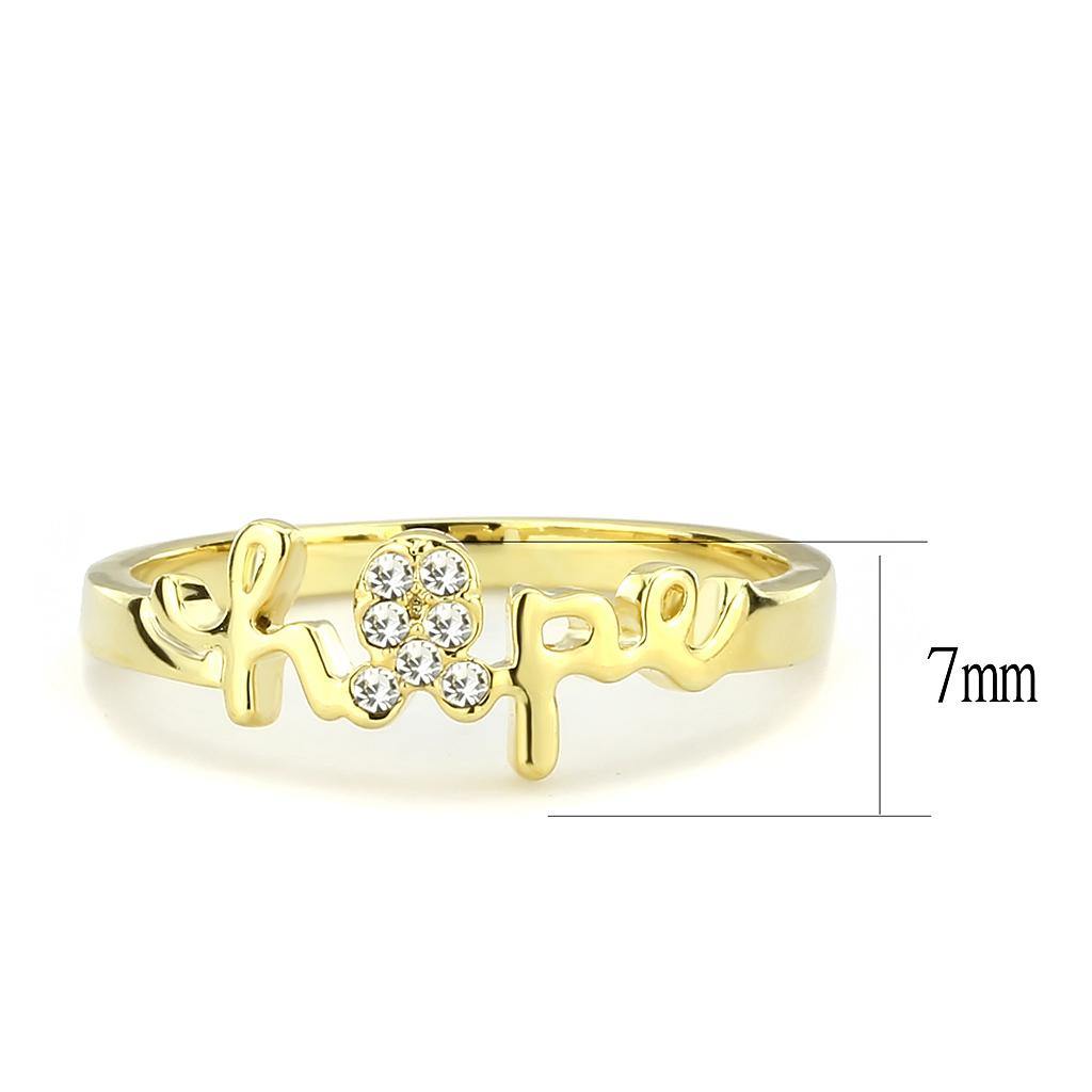 Alamode Flash Gold Brass Ring with Top Grade Crystal in Clear