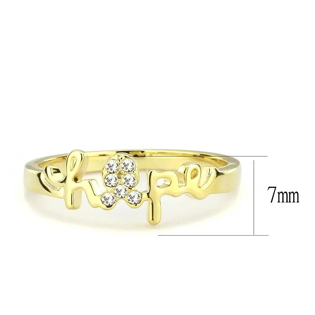 Alamode Flash Gold Brass Ring with Top Grade Crystal in Clear - Alamode - Flyclothing LLC