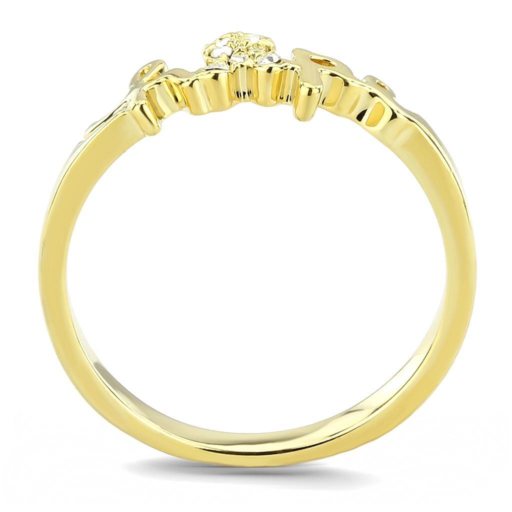 Alamode Flash Gold Brass Ring with Top Grade Crystal in Clear - Alamode