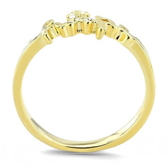 Alamode Flash Gold Brass Ring with Top Grade Crystal in Clear - Alamode
