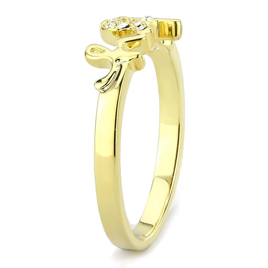 Alamode Flash Gold Brass Ring with Top Grade Crystal in Clear - Alamode