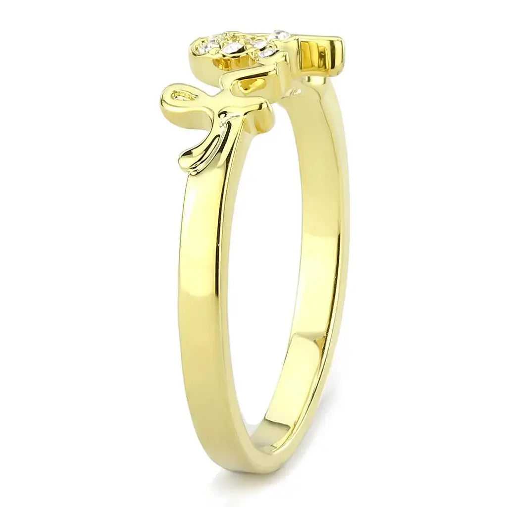 Alamode Flash Gold Brass Ring with Top Grade Crystal in Clear - Alamode - Flyclothing LLC