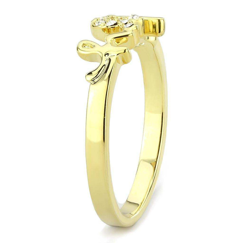 Alamode Flash Gold Brass Ring with Top Grade Crystal in Clear - Alamode - Flyclothing LLC