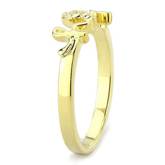 Alamode Flash Gold Brass Ring with Top Grade Crystal in Clear - Alamode