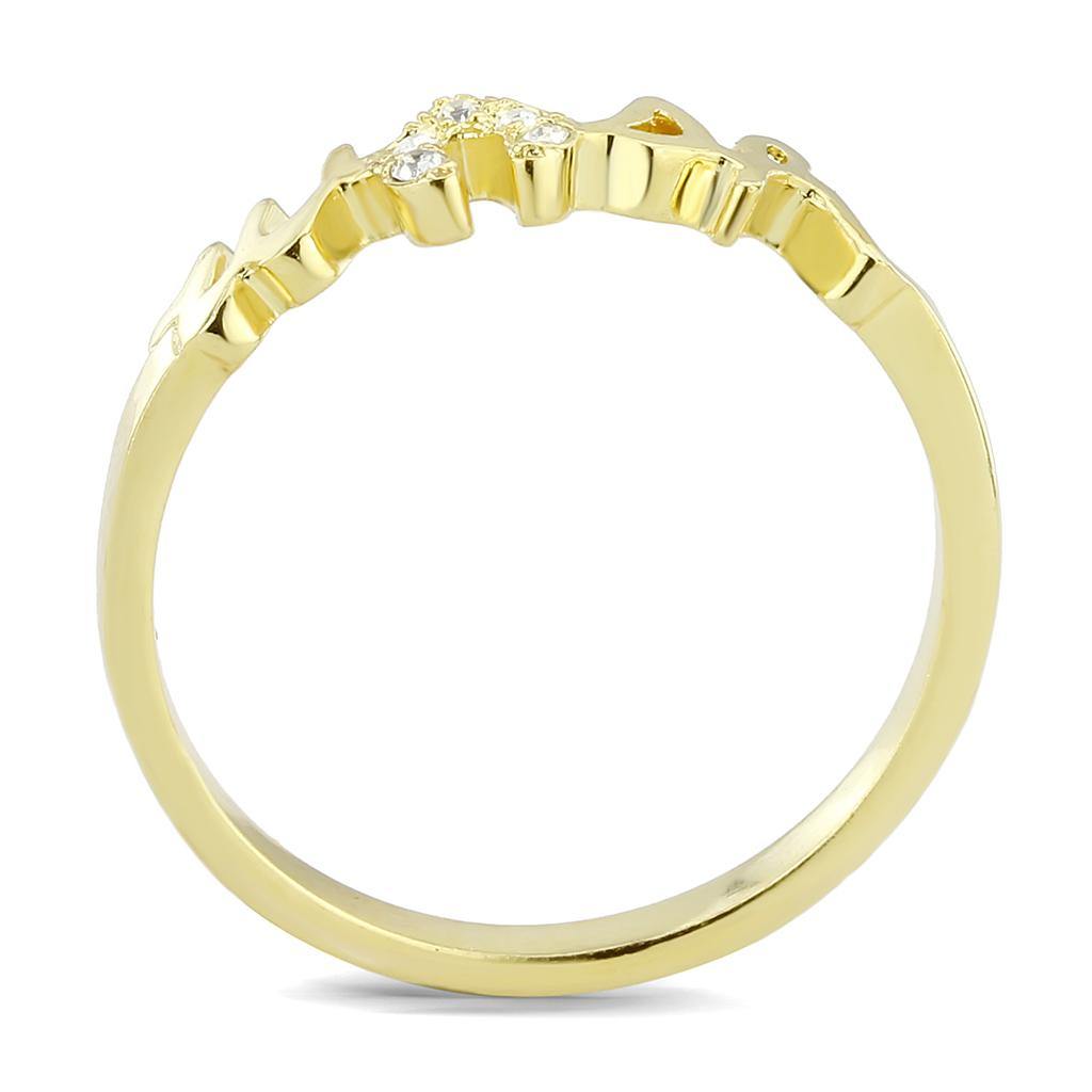 Alamode Flash Gold Brass Ring with Top Grade Crystal in Clear - Alamode
