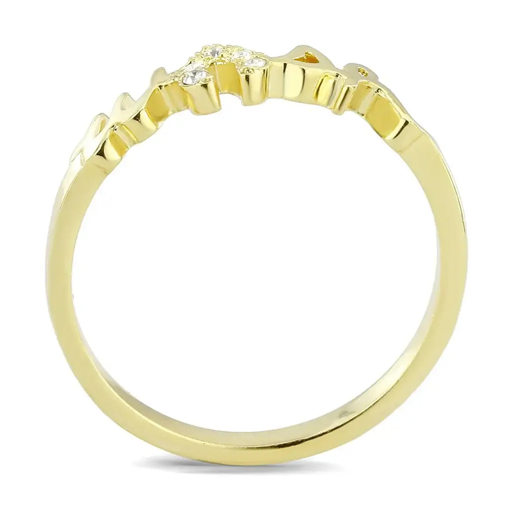 Alamode Flash Gold Brass Ring with Top Grade Crystal in Clear - Alamode - Flyclothing LLC