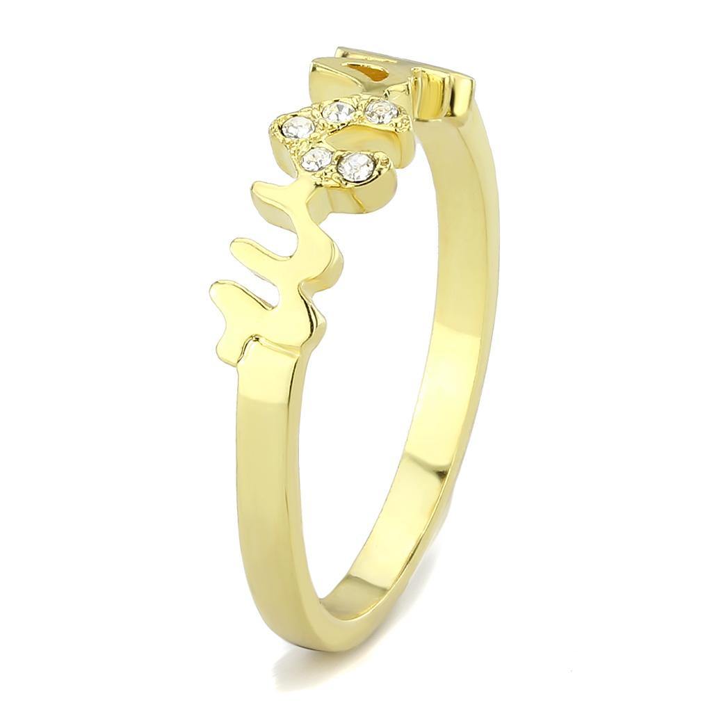 Alamode Flash Gold Brass Ring with Top Grade Crystal in Clear - Alamode