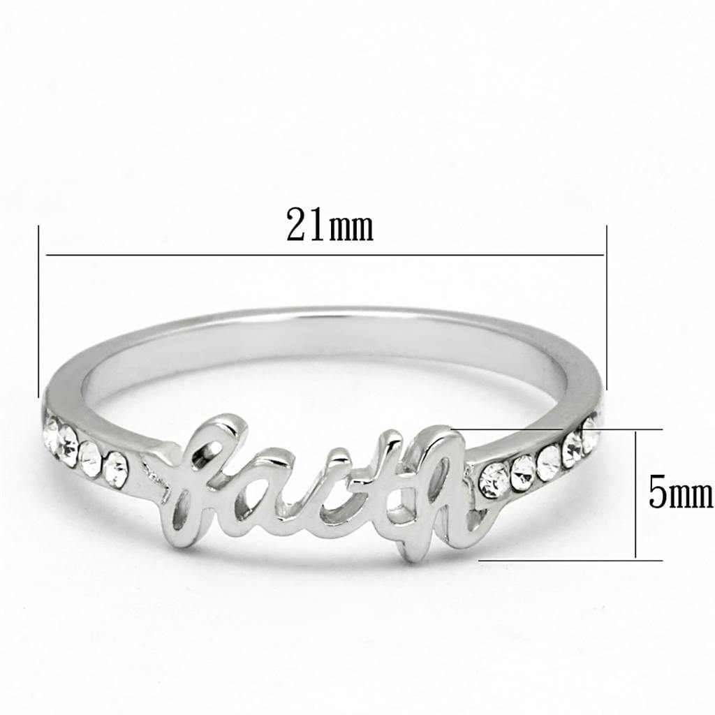 Alamode Rhodium Brass Ring with Top Grade Crystal in Clear - Alamode