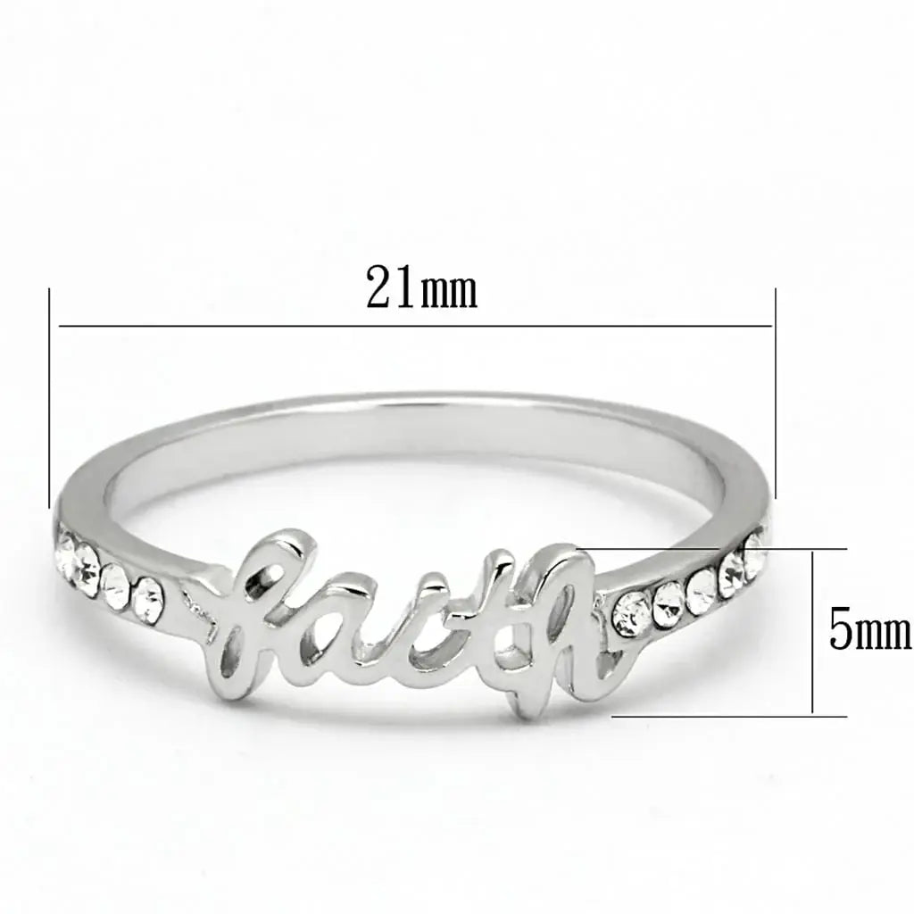 Alamode Rhodium Brass Ring with Top Grade Crystal in Clear - Alamode - Flyclothing LLC