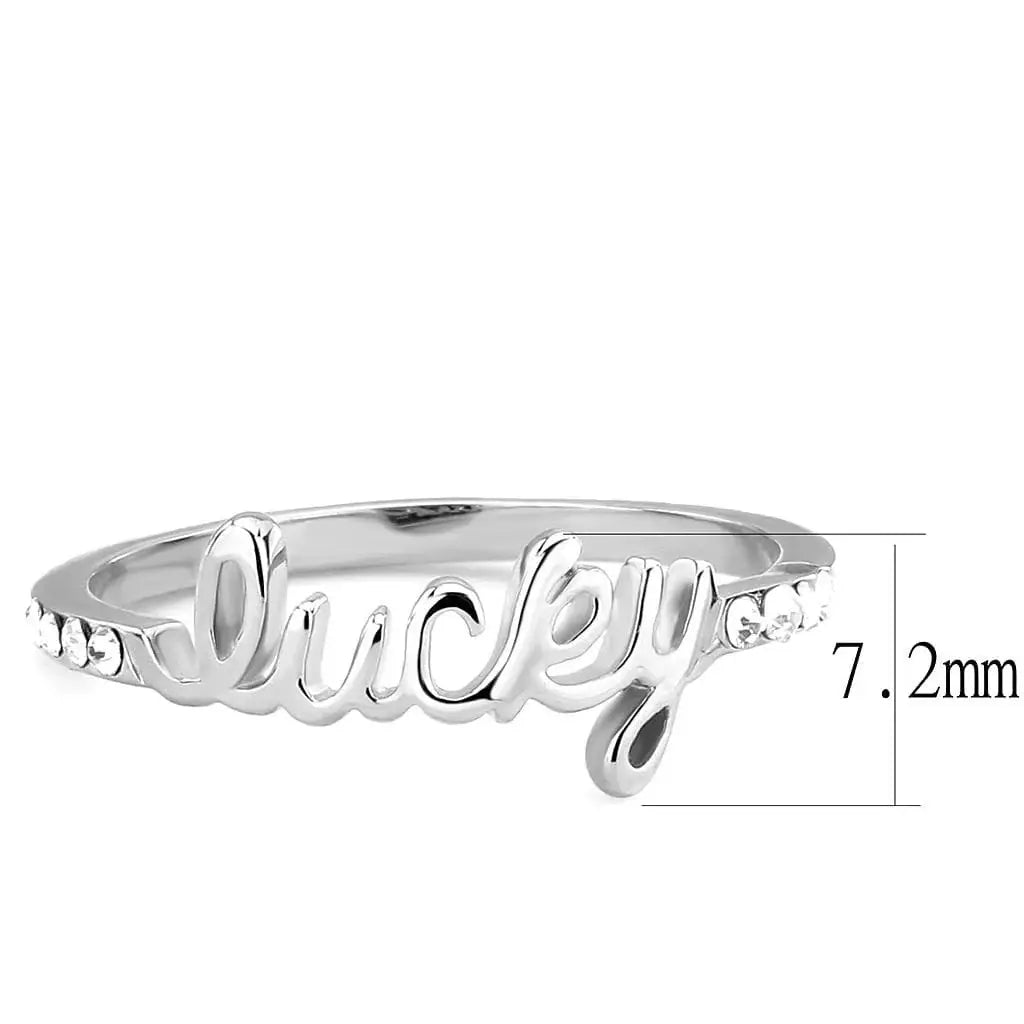 Alamode Rhodium Brass Ring with Top Grade Crystal in Clear - Alamode - Flyclothing LLC