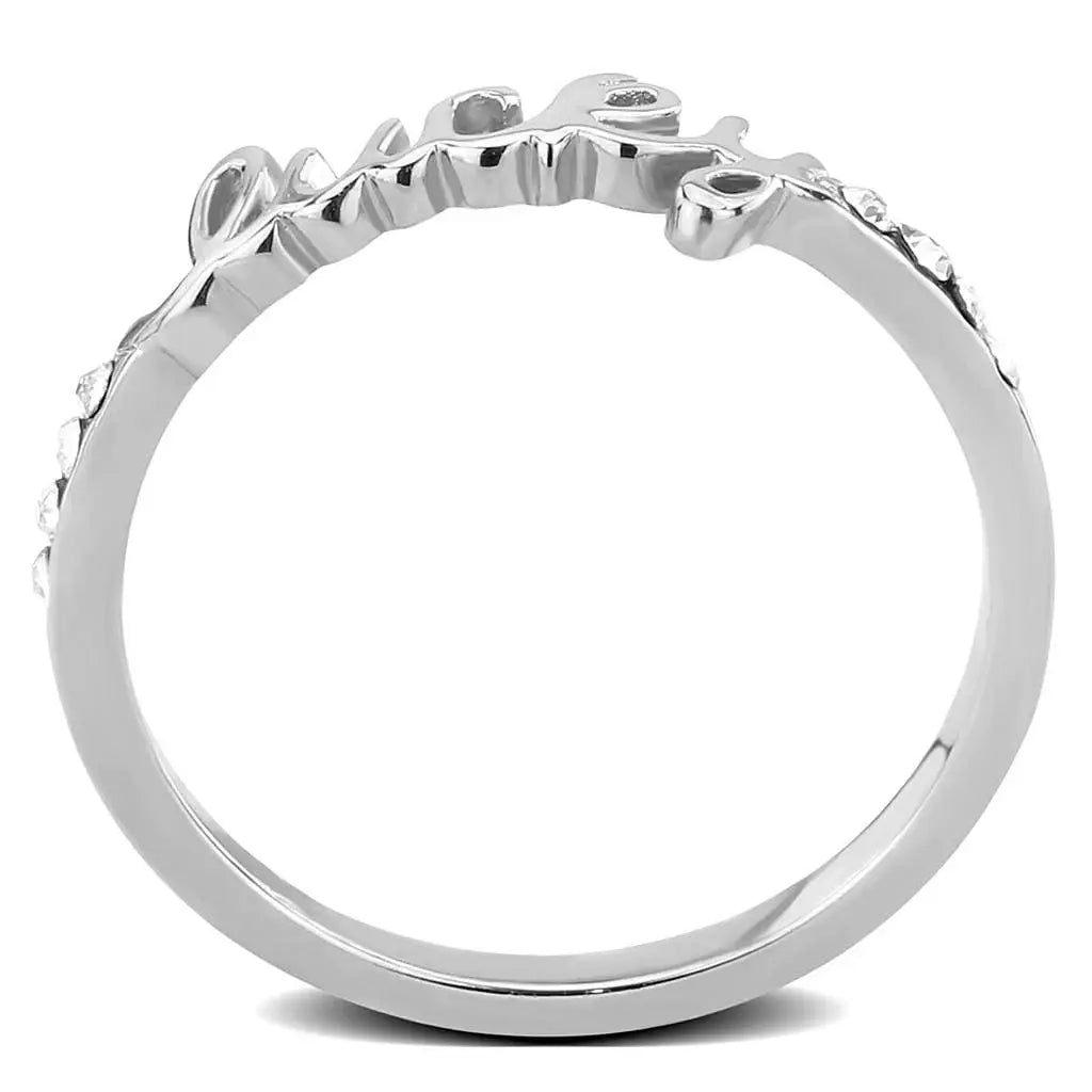 Alamode Rhodium Brass Ring with Top Grade Crystal in Clear - Alamode - Flyclothing LLC